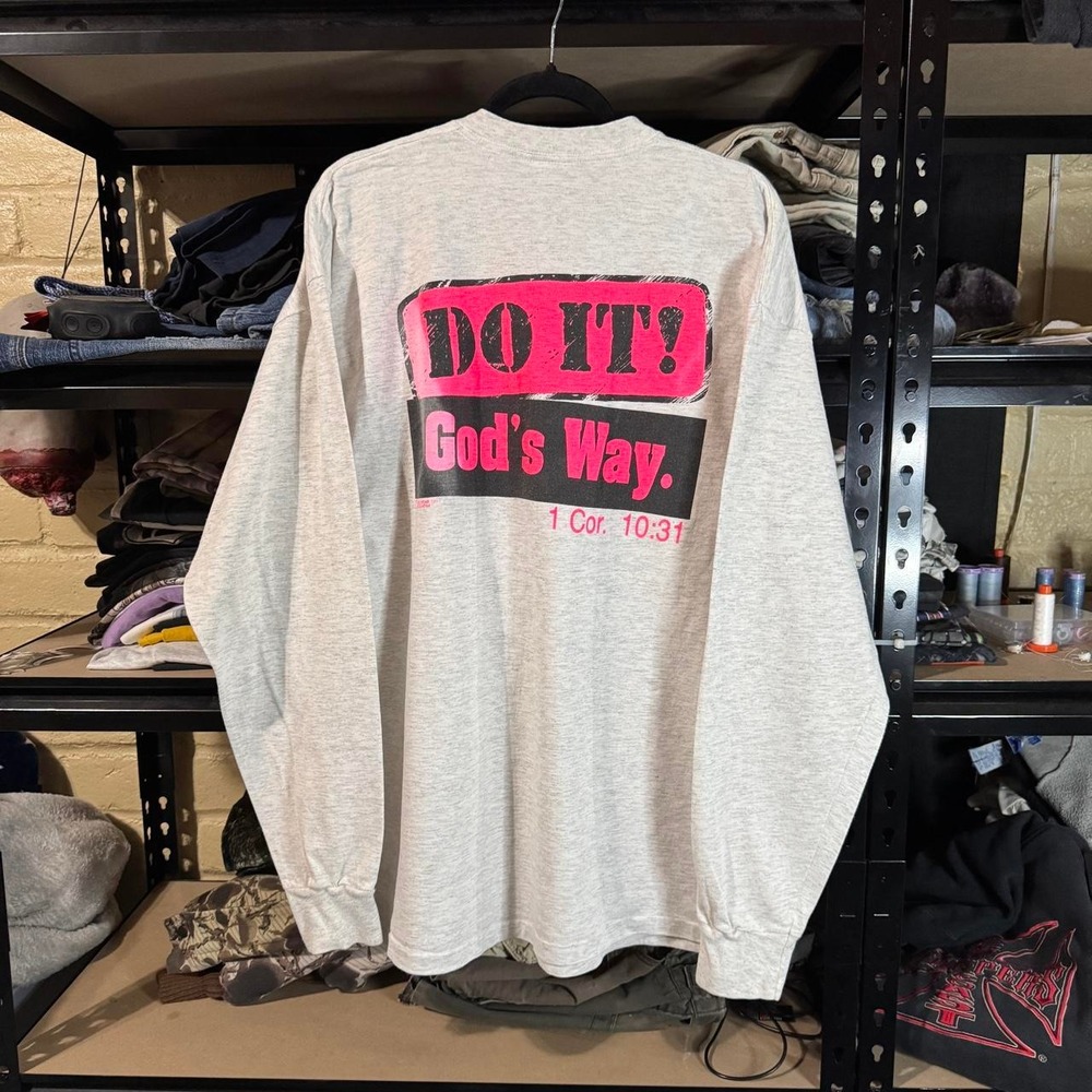 VINTAGE 90s DO IT! God's Way. SINGLE STITCH Long Sleeve Graphic Tee - XL